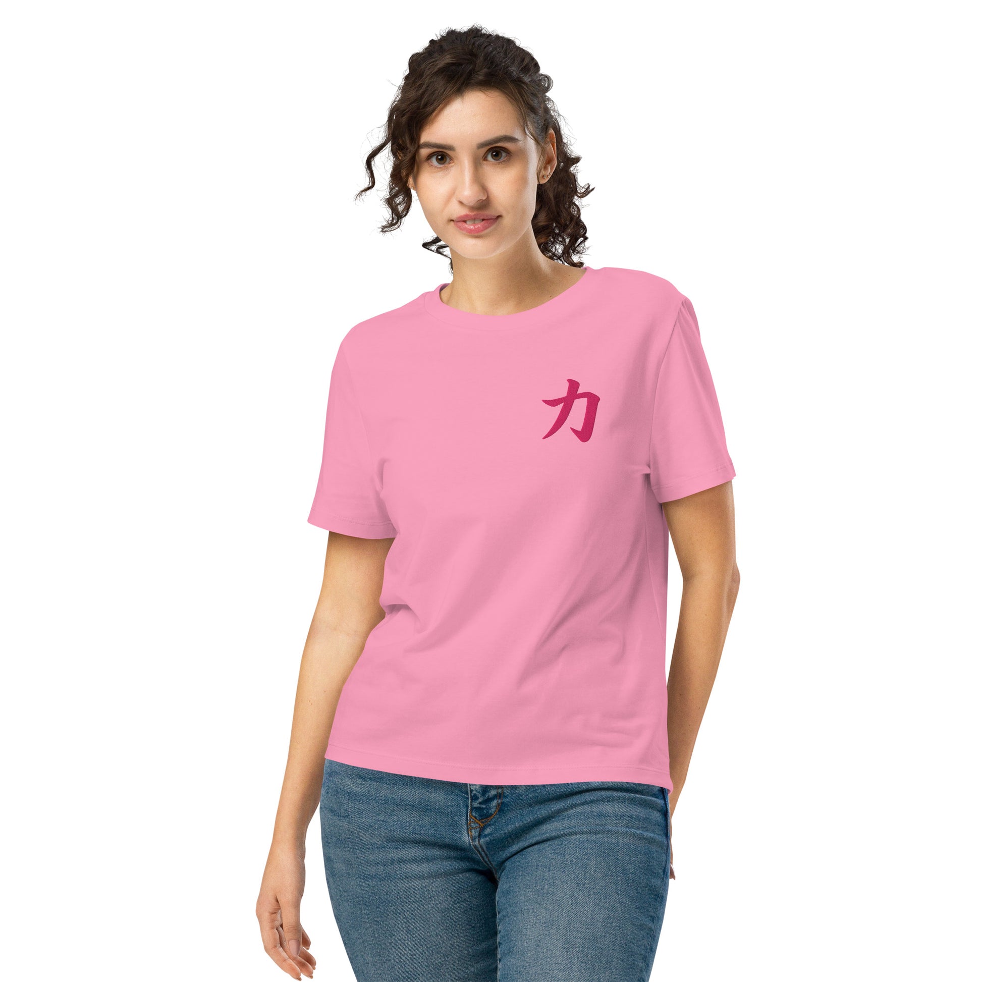 T-shirt femme Brodé Kanji force rose